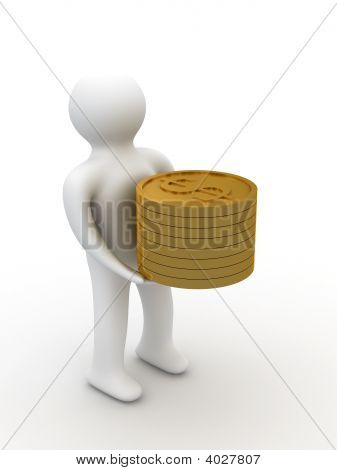 Person med penge til en hvid baggrund. Isolerede 3D billede