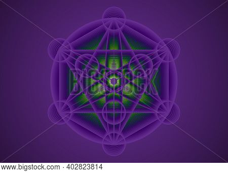 Alchemy Occult Sign, Metatrons Cube, Flower Of Life. Sacred Geometry, Graphic Element Magic Hexagram
