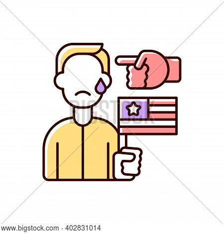 Political Cyberbullying Rgb Color Icon. Offensive Comment. Victim Of Discrimination. Shaming For Pol