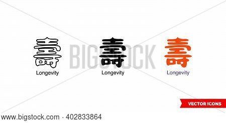 Chinese Symbol Longevity Icon Of 3 Types Color, Black And White, Outline. Isolated Vector Sign Symbo