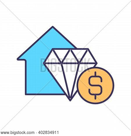Assets Value Rgb Color Icon. Investment In Property. Home Price. Monetary Value. Real Estate. Home M