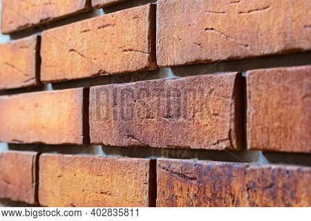 Clinker Brick Of Brown Color. Clinker Thermal Panels For Finishing The Facade Of The House. Tiles Fo