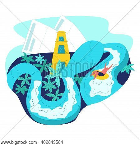 United Arab Emirates Tropical Ocean Rest Place, Uae Amusement Park, Cheerful People Flat Vector Illu