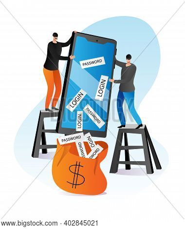 Modern Technology Criminal Offender, Hacker Crack Personal Data, Leaked Information Password, Login 