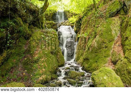 Long Exposure Clampitt Falls Waterfall At Canonteign Falls In Dartmoor