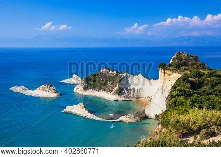 Corfu, Greece. View Of The Cliffs At Cape Drastis.
