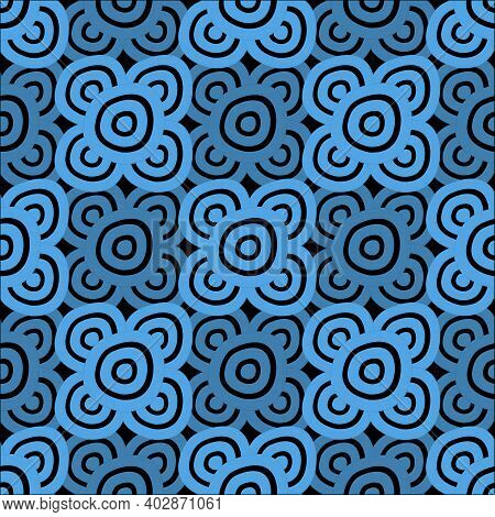 Seamless Background - Hypnotic Black And Blue Circles