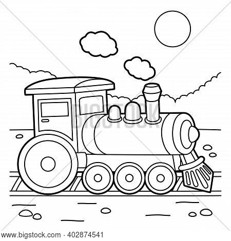Cute And Funny Coloring Page Of A Steam Locomotive. Provides Hours Of Coloring Fun For Children. To 