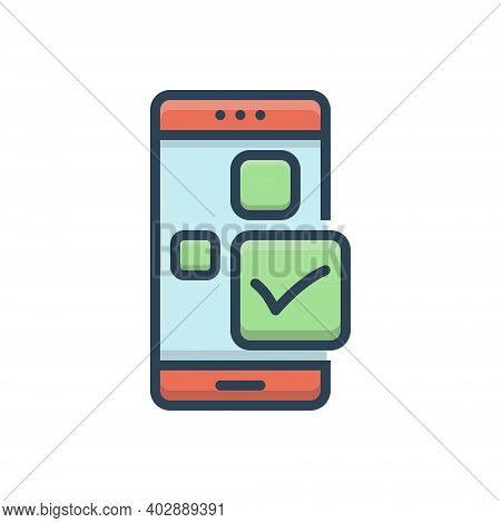 Color Illustration Icon For Check App Application Aprove