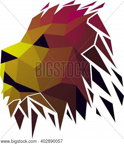 Vector Lion In Low Poly Style. Digital Art