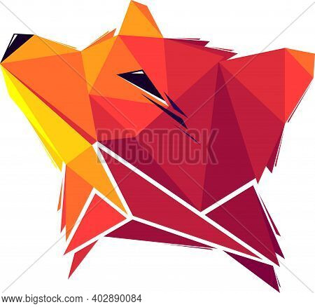 Vector Fox In Low Poly Style. Digital Art