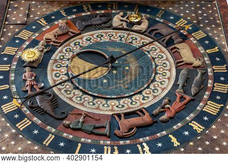 Gdansk, Poland - Sept 9, 2020: Astronomical Clock In St Mary's Church Made In 1464-1470 By Hans Düri