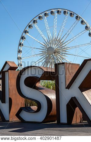 Gdansk, Poland - Sept 9, 2020: Ferris Wheel On The Granary Island In Gdansk, Poland