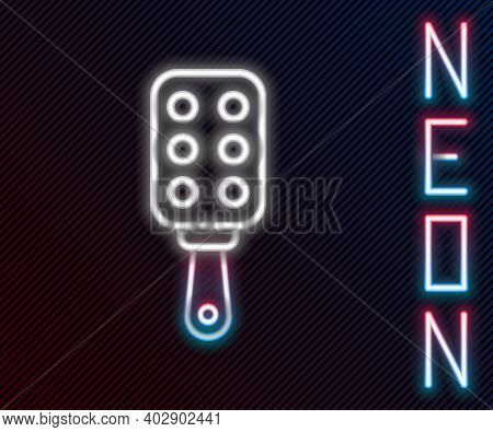 Glowing Neon Line Spanking Paddle Icon Isolated On Black Background. Fetish Accessory. Sex Toy For A