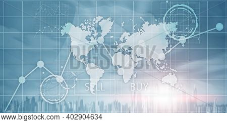 Investment Financial Chart Graphs. Intelligence Dashboard Sell And Buy.