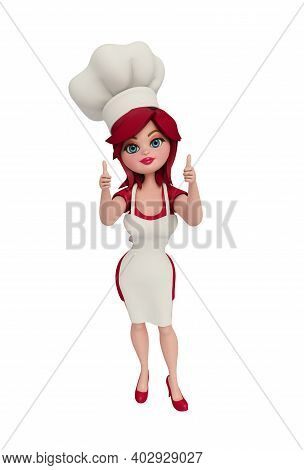 Illustration Of 3d Chef With Thumsup Pose.