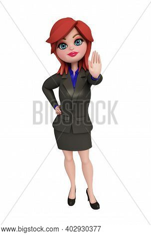 Illustration Of 3d Manager With Stop Sign.