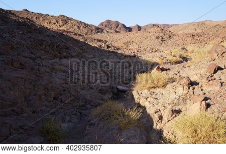 Hiking In Evening In Shehoret Mountains, South Israel