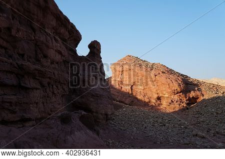 Hiking In Evening In Shehoret Mountains, South Israel