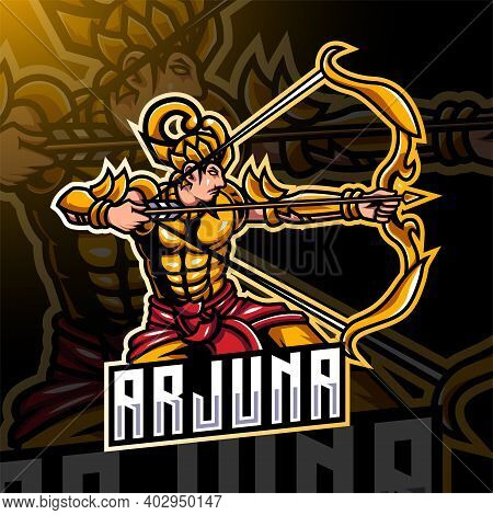Arjuna Archer Esport Mascot Logo With Text