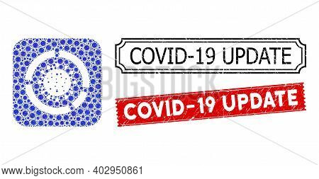 Vector Mosaic Covid Diagram And Grunge Covid-19 Update Seal Stamps. Mosaic Covid Diagram Designed As