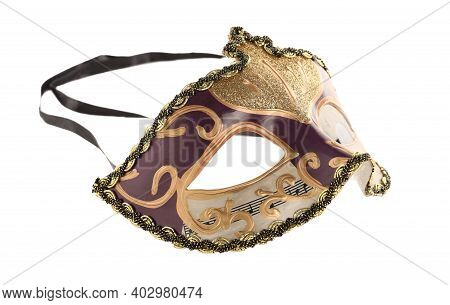 Beautiful Purple Carnival Mask Isolated On White