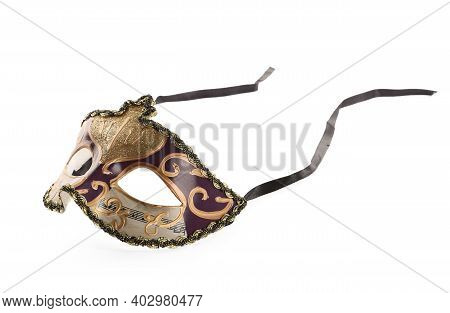Beautiful Purple Carnival Mask Isolated On White