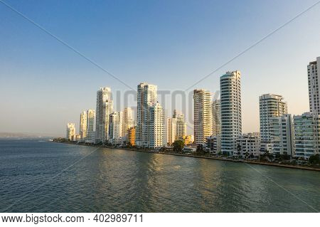 Modern Skyscrapers And Hotels In The Evening Aerial View