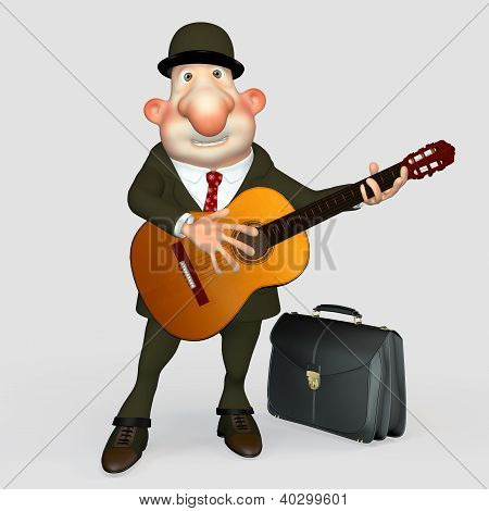 der Gentleman mit Gitarre. Musiker.