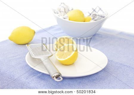 Cut Lemons On A Dish