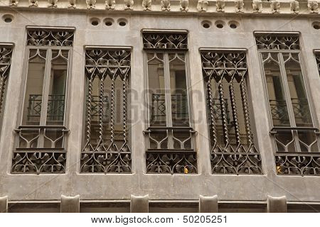Windows Of The Palau Guell In Barcelona (spain)