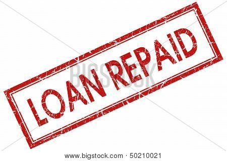 Loan Repaid Red Square Stamp