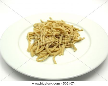 Whole Meal Spaetzle On A White Plate