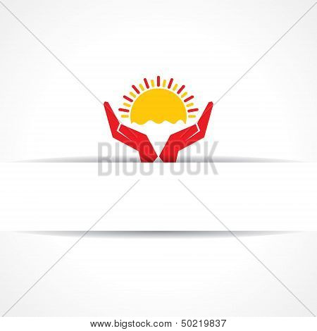 Hand protecting sun icon vintage vector