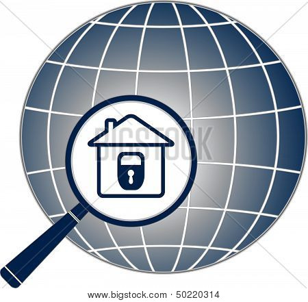 planet with lock and magnifier