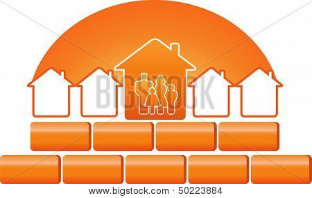 family silhouette and construction sign