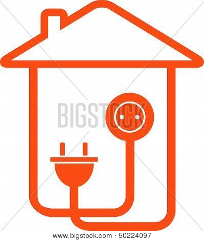 isolated electrical symbol with house
