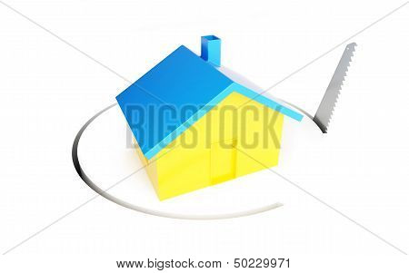 Saw Home 3D Illustrations On A White Background