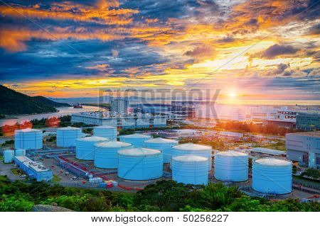 Oil tanks at sunset , hongkong tung chung