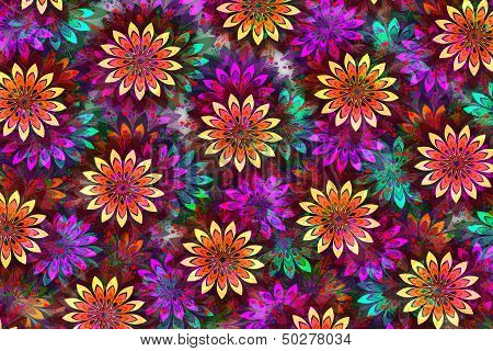 Bright Multicolor Floral Abstract Pattern Illustration