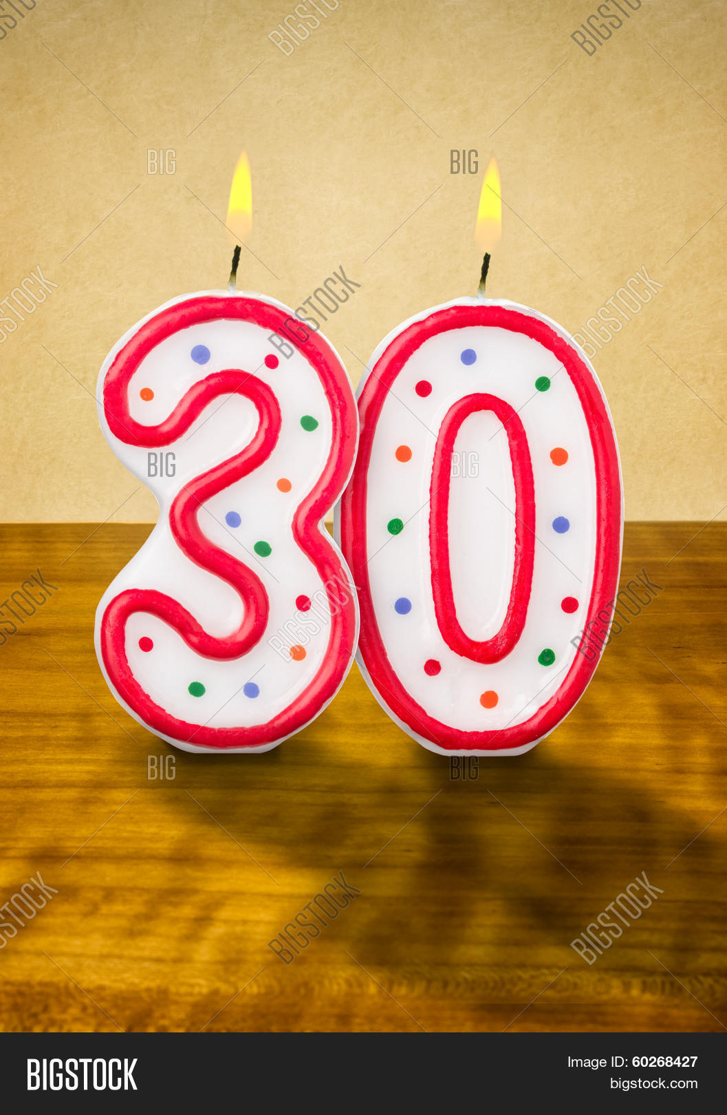 large number 30 birthday candle