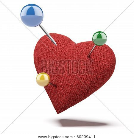 Red heart, studded with apins
