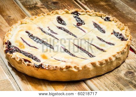 Homemade Organic Berry Pie With Blueberries And Blackberries