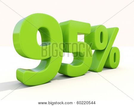 Ninety five percent off. Discount 95%. 3D illustration.