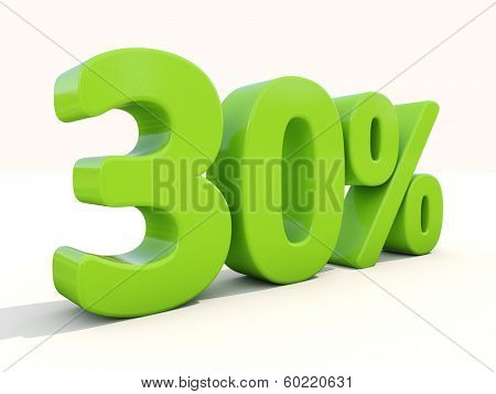 Thirty percent off. Discount 30%. 3D illustration.
