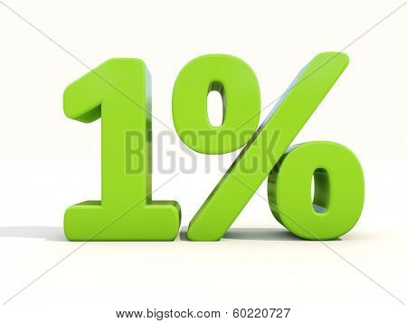 One percent off. Discount 1%. 3D illustration.