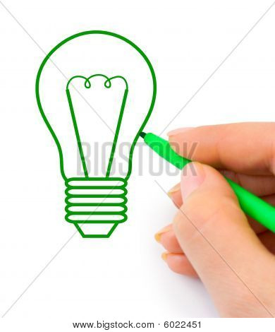 Рука рисунок лампа