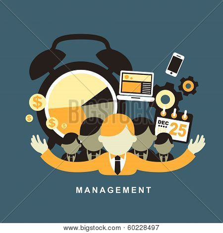 Flat Design Concept Of Business Management