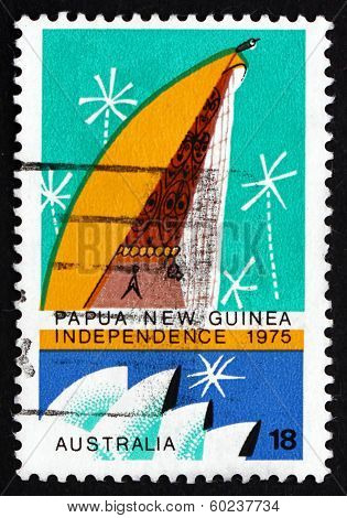 Postage Stamp Australia 1975 Spirit House, Papua New Guinea