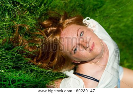 Beautiful Young Girl In Meadow
